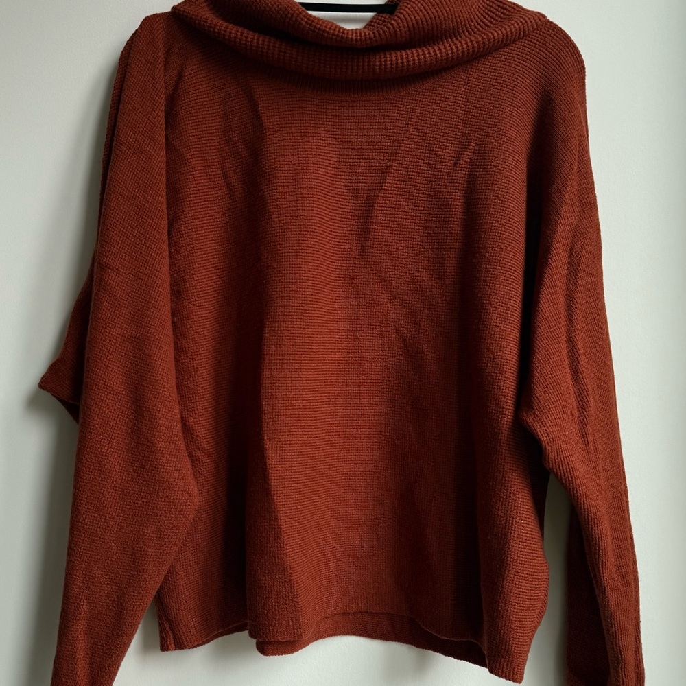 Cyrus Deep Rust Cowl Neck Sweater